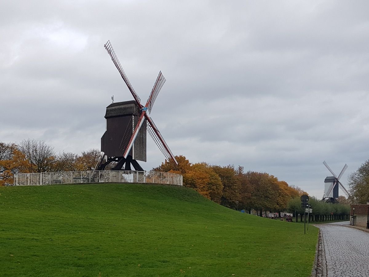 Molinos en el parque Kruisvest de Brujas