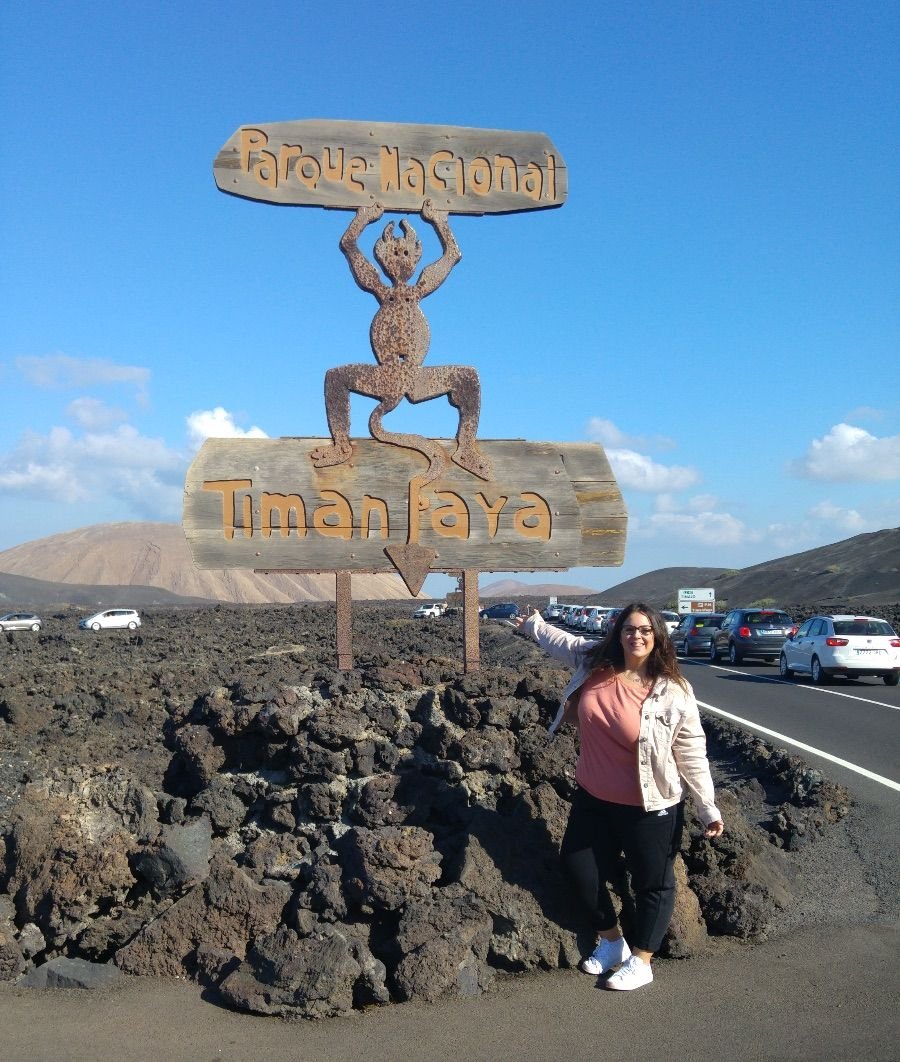 Cartel del Diablo del Timanfaya, símbolo del Parque Nacional de Timanfaya, en Lanzarote.